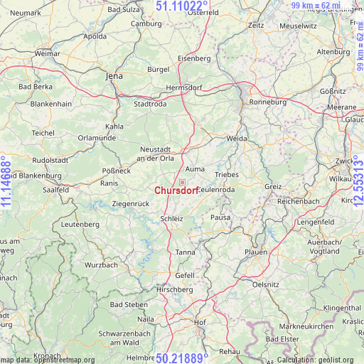 Chursdorf on map