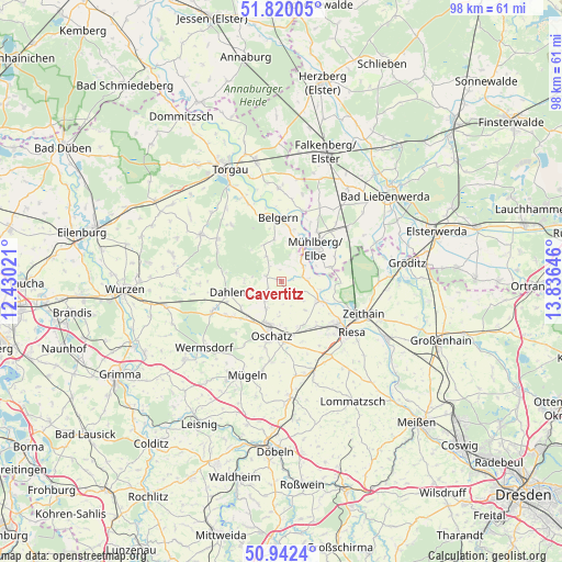 Cavertitz on map