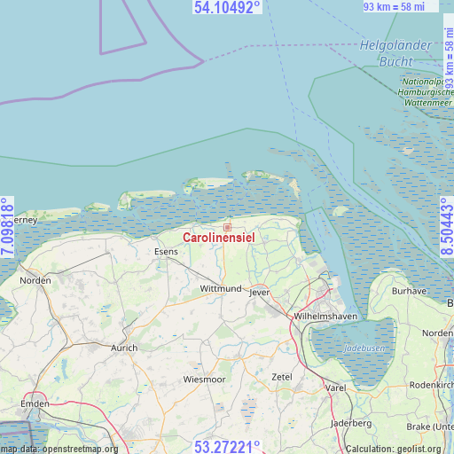 Carolinensiel on map