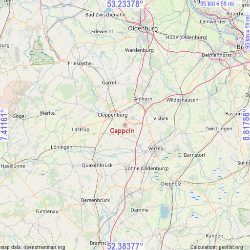 Cappeln on map