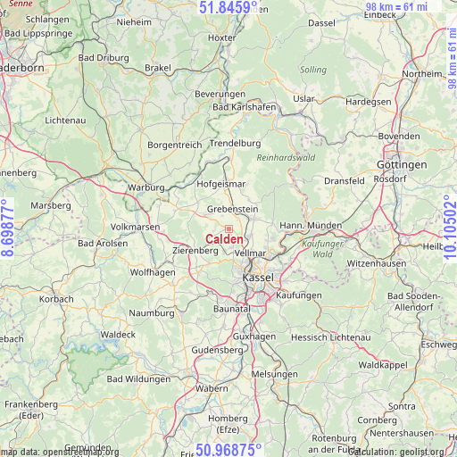 Calden on map