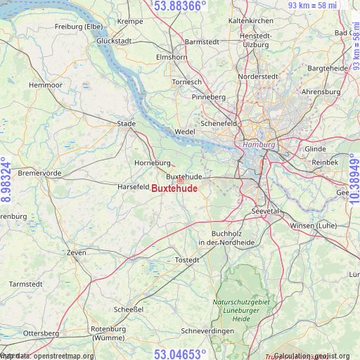 Buxtehude on map