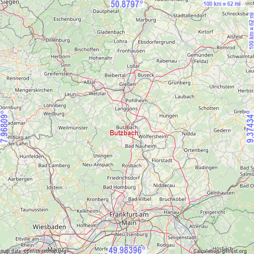 Butzbach on map