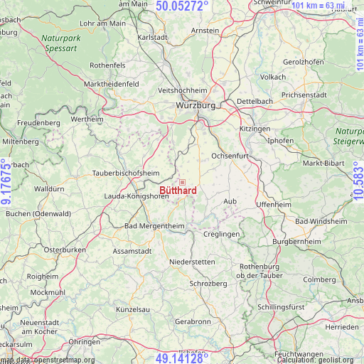 Bütthard on map