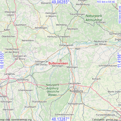 Buttenwiesen on map