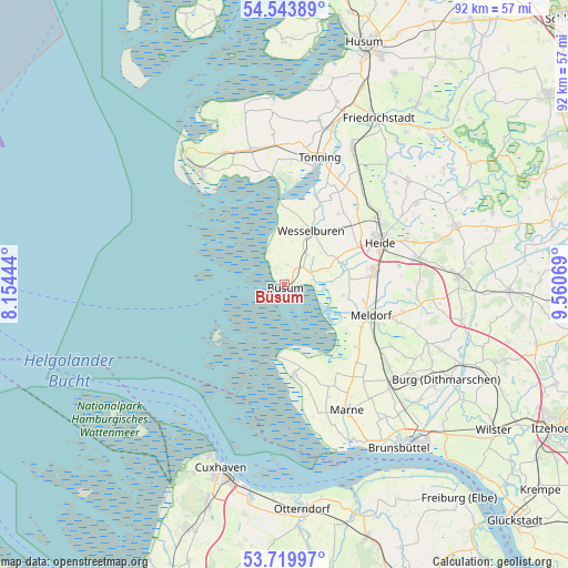 Büsum on map