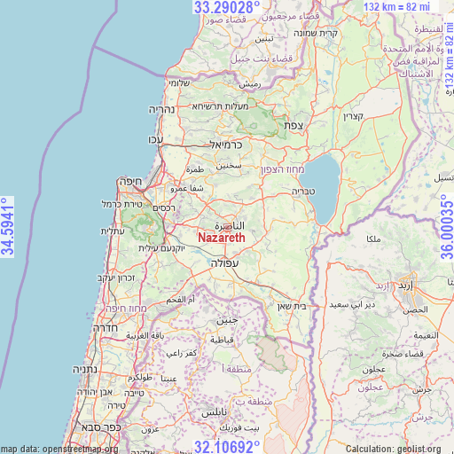 Nazareth on map
