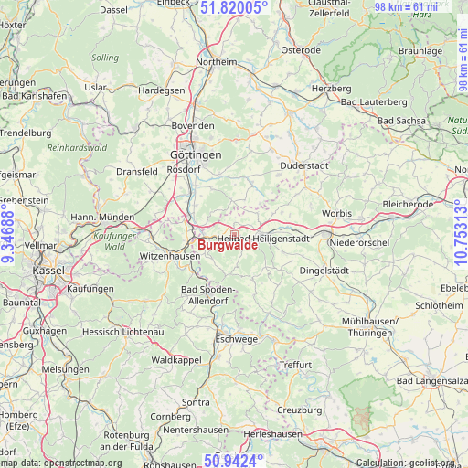 Burgwalde on map