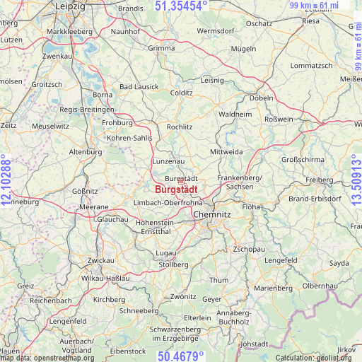 Burgstädt on map