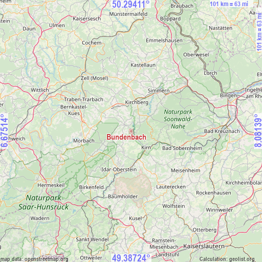 Bundenbach on map