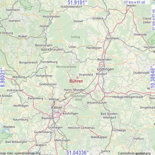 Bühren on map