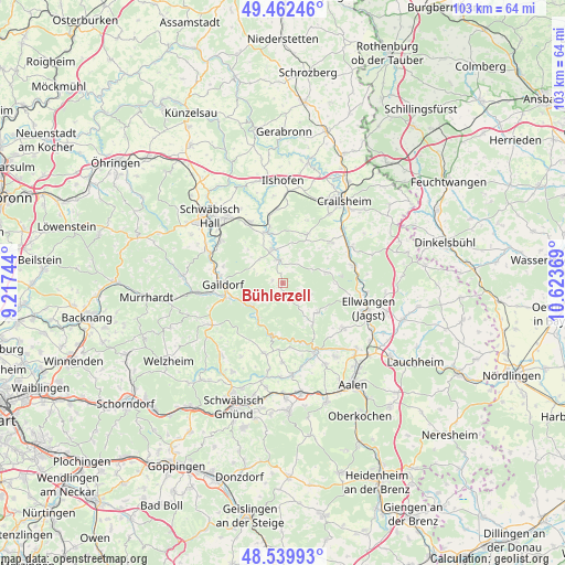 Bühlerzell on map