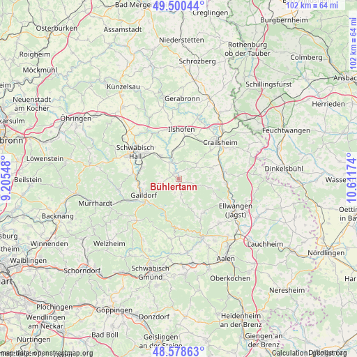 Bühlertann on map