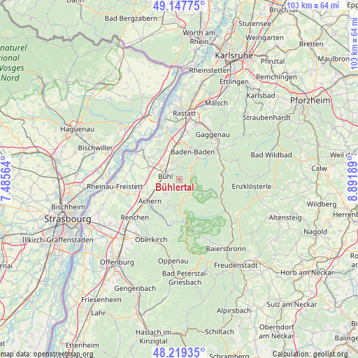 Bühlertal on map