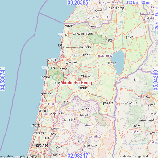 Migdal Ha‘Emeq on map