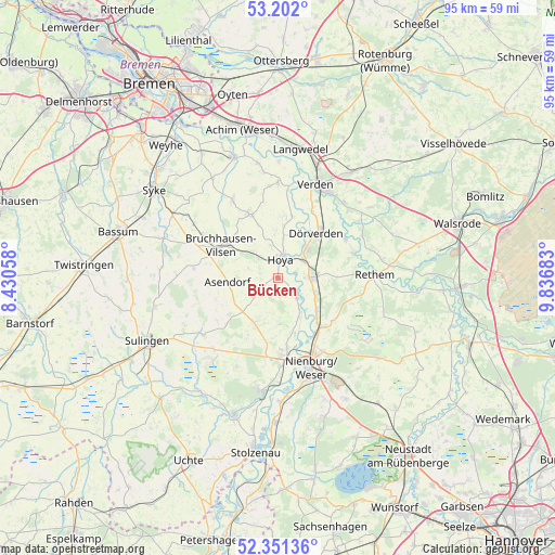 Bücken on map