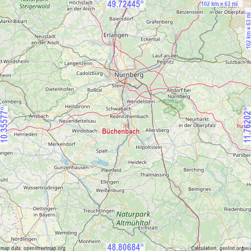 Büchenbach on map