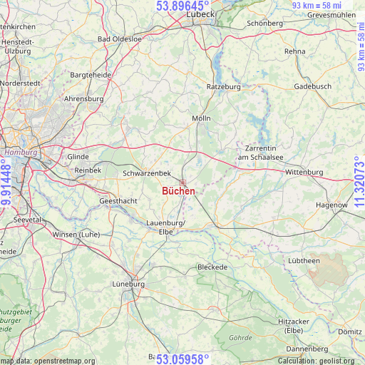 Büchen on map