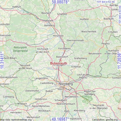 Bubenreuth on map