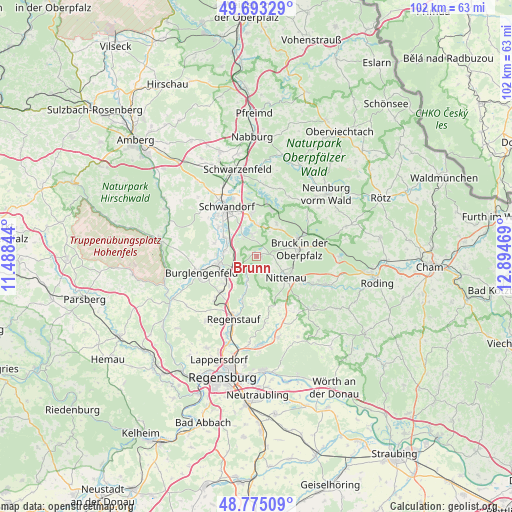 Brunn on map