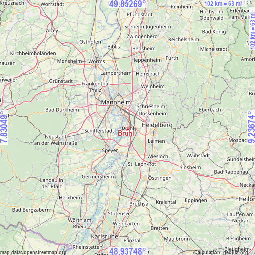 Brühl on map