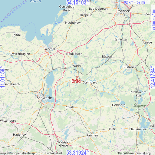 Brüel on map