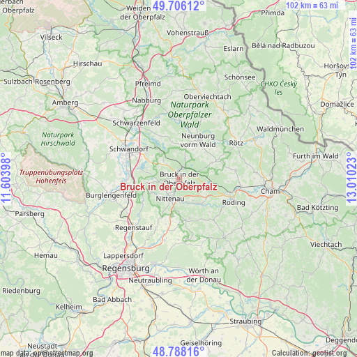 Bruck in der Oberpfalz on map