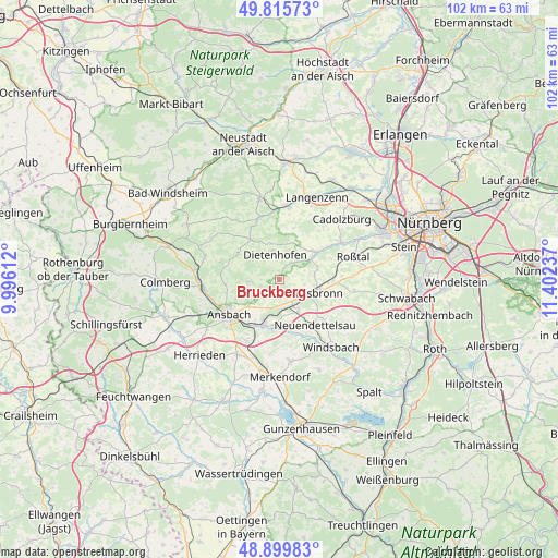 Bruckberg on map