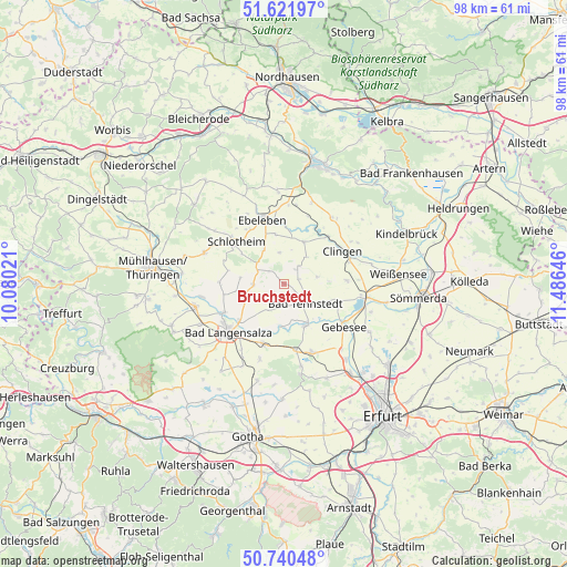 Bruchstedt on map