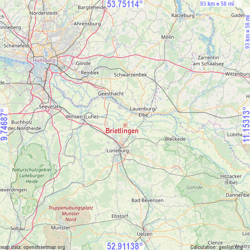 Brietlingen on map