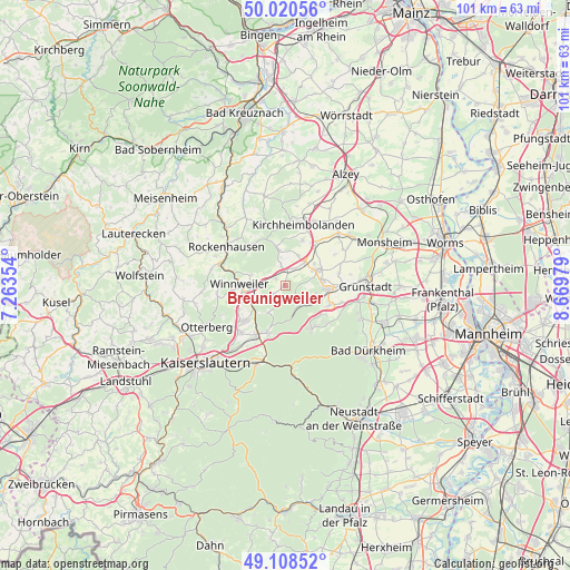Breunigweiler on map