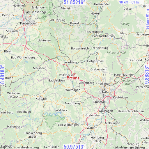 Breuna on map