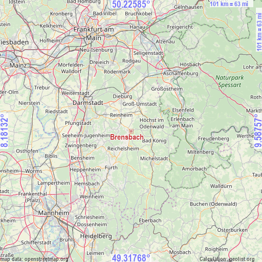 Brensbach on map