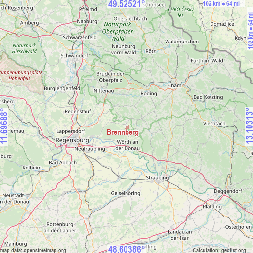 Brennberg on map