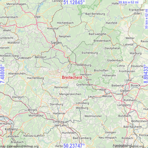 Breitscheid on map