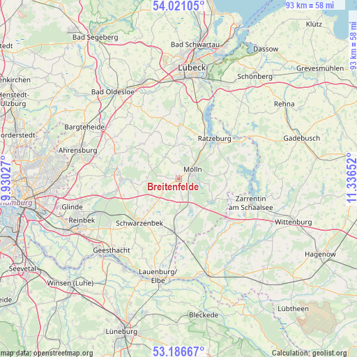 Breitenfelde on map