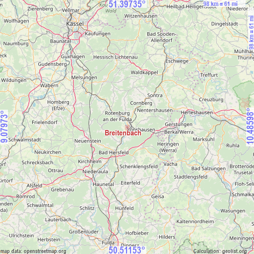 Breitenbach on map
