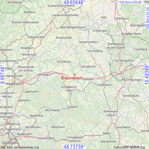 Braunsbach on map