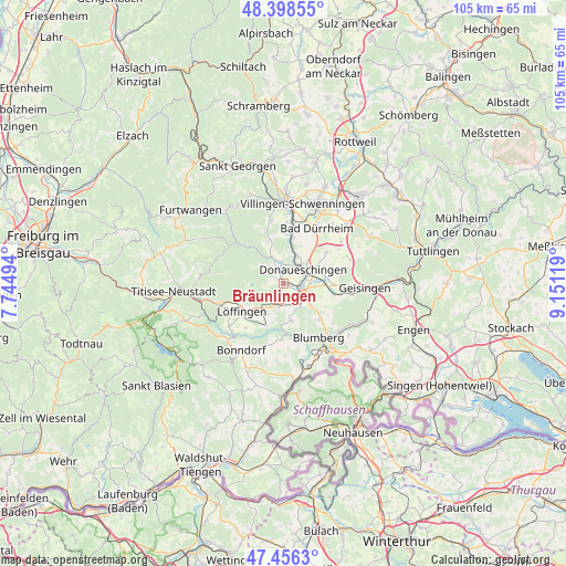 Bräunlingen on map