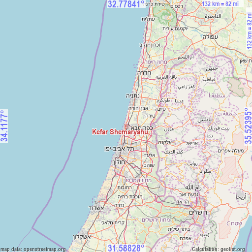 Kefar Shemaryahu on map
