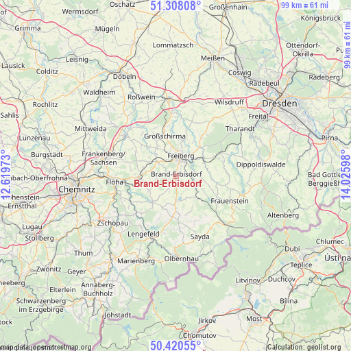 Brand-Erbisdorf on map