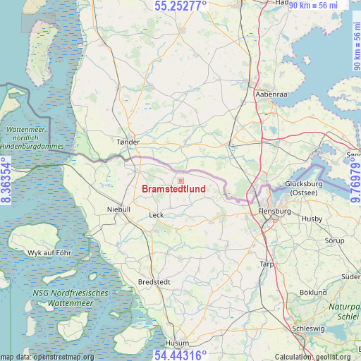 Bramstedtlund on map