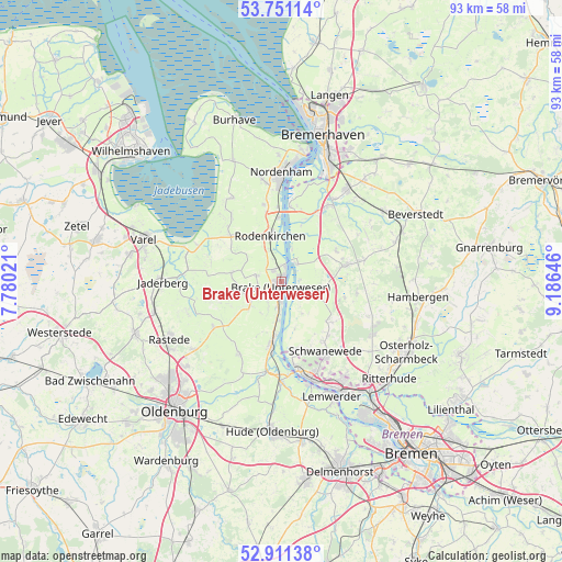 Brake (Unterweser) on map