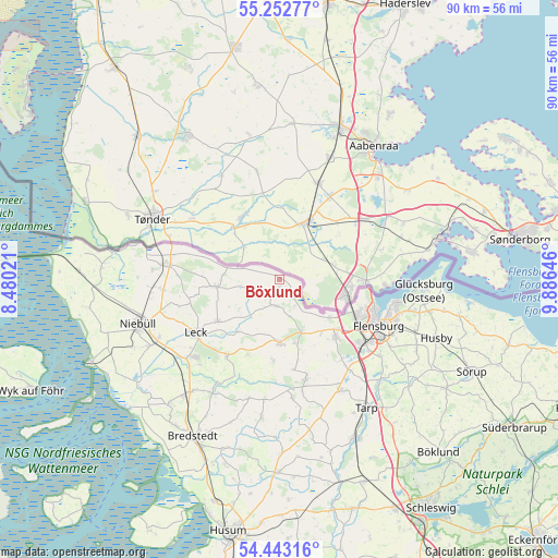 Böxlund on map