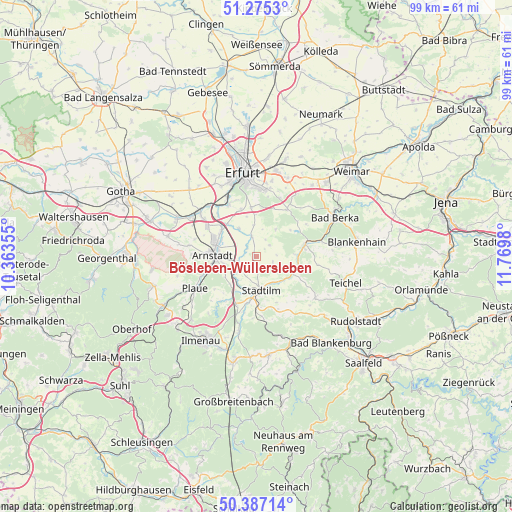 Bösleben-Wüllersleben on map
