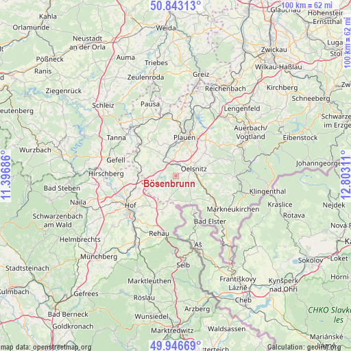 Bösenbrunn on map