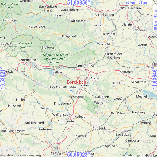 Borxleben on map