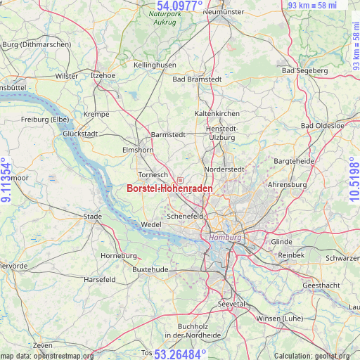 Borstel-Hohenraden on map