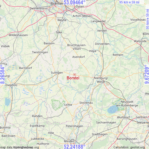 Borstel on map