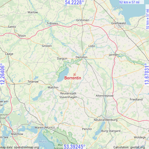 Borrentin on map